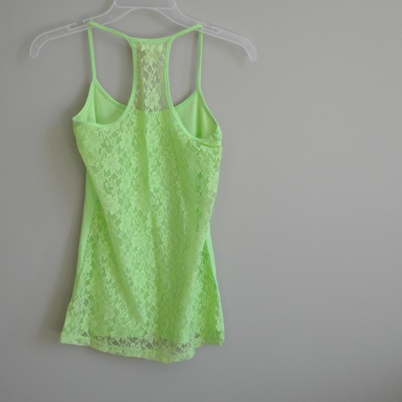 Garage Lime Green Lace Back Racerback Tank top - Picture 5 of 8